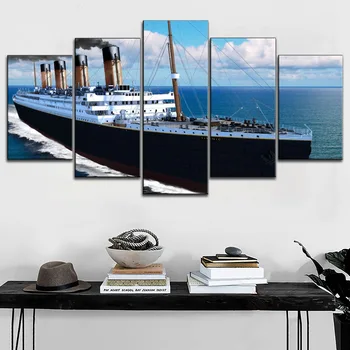 Peisaj De Cerul Albastru Și Mare Nava Titanic Tablou 3 Piese Modulare Imagine Stil Panza De Imprimare De Tip Home Decor De Perete De Arta Poster