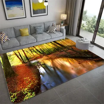 Peisaje naturale 3D Covor Pentru Camera de zi Verde Pădure, Cascadă, Peisaj Covor Dormitor Anti-alunecare Covor În Baia Mare