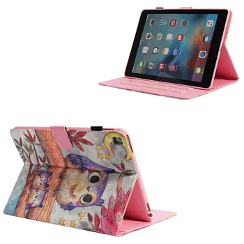 Pentru Apple iPad Pro 9.7 2016 PU Caz din Piele de Animale Drăguț BUFNITA Flori de Vizualizare 3D Tablet PC Cover Pentru iPad Pro cu Slot pentru Card
