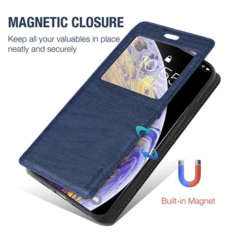 Pentru iPhone 12 5.4 Caz Pentru iPhone 12 Mini-Fereastra de Vizualizare a Acoperi Magnet Invizibil și Slot pentru Card și să Stea