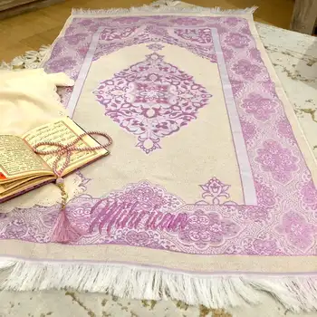 Personalizate Rugăciune Mat Violet Sajadah Islamic Cadou cu Tasbeeh Musulman Cadou de Nunta Sajda Rugăciune Covor de Moda