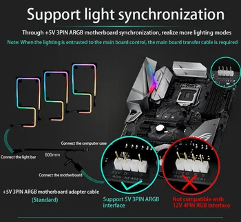 PHANTEKS Lumina benzi A-RGB 5V 3PIN Caz de Calculator Decor Benzi cu LED-uri, forma DIY Neon M1 M5 550mm 1000mm suport Lumina AURA