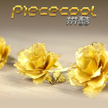 Piececool 3D Metal Puzzle Model Golden Rose Floare 3D DIY cu Laser Tăiat Asambla Puzzle Jucarii Decor de birou CADOURI Pentru Copii
