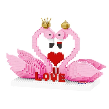 Pink Flamingo Lebădă Pasăre Iubitor de Animale Model 3D DIY Diamond Mini Constructii Blocuri Mici Cărămizi de Jucărie pentru Copii fără Cutie