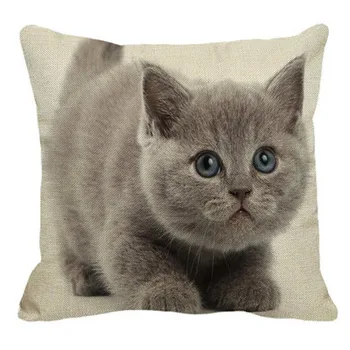 Pisica British Shorthair Lenjerie de pat din Bumbac Canapea Pernă Acoperă Decorative Canapea Pernă Animal Print Pătrat Pernele de Acoperire 45X45cm