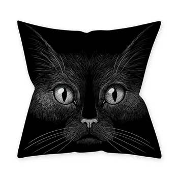 Pisica neagra cu Ochii Imprimate Poliester Decorative Perne Caz, Canapea, Canapea Model Animal Huse pentru Perne Decor Acasă 45X45CM