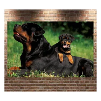 Plin Patrat/Rotund 5D DIY Diamant Pictura negru Câine Rottweiler Broderie Cusatura Cruce imagine Mozaic de Pietre Decor TY109