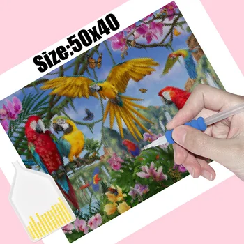 Plin Patrat/Rotund burghiu de diamant Pictura Păsări Tropicale 5D DIY diamant broderie Decor mozaic pictura BX0803