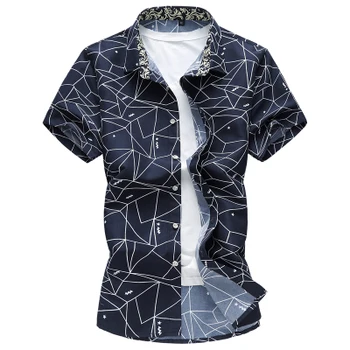 Plus dimensiune 5XL 6XL 7XL New Sosire Vara Geometrice Imprimare Tricouri Casual de îmbrăcăminte de Brand maneca Scurta Barbati tricou Camisa