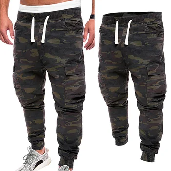 Plus Dimensiune Bărbați Militar Camuflaj Imprimare Pantaloni Cu Mai Multe Buzunare De Marfă Jogging Pantaloni