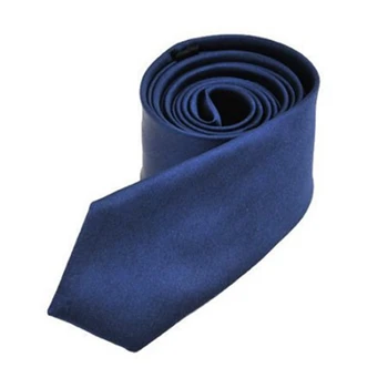 Poliester Gât Îngust Cravata Skinny Solid Albastru Închis Subțire Cravată pentru Bărbați (2 inch Latime Max) & Negru Poliester Skinny Cravata Neckti