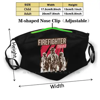 Pompieri , Pompieri Imprimare Reutilizabile Pm2.5 Filtru DIY Gura Masca Copii Pompieri Pompier Echipa Trupe de Incendiu Clar
