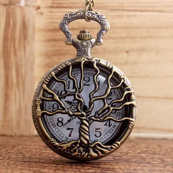 POMUL VIEȚII Epocă Ceasuri de Buzunar Bronz Antic Pomul Vieții Cuarț Ceas de Buzunar Colier Fob Lanț Femei Bărbați Ceas hora reloj