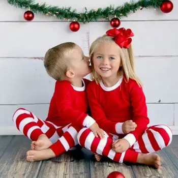 Populare de Crăciun Acasă Haine Pijama Set de Dungi Roșii și Albe de Crăciun pentru Copii Haine de Crăciun Pijamale de Familie