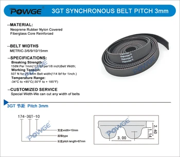 POWGE 50meters GT 3MGT 3GT Deschide Sincron curelei de Distribuție 3GT 6 Lățime 6mm 3GT-6 Cauciuc GT3 3KC scripete Mic Reacție imprimantă 3D