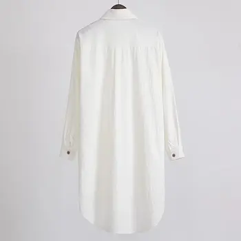 Primavara noua culoare solidă tricou cu mâneci lungi de mari dimensiuni vrac alb tricou lung fusta pentru femei jacheta dd60
