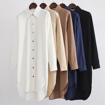Primavara noua culoare solidă tricou cu mâneci lungi de mari dimensiuni vrac alb tricou lung fusta pentru femei jacheta dd60