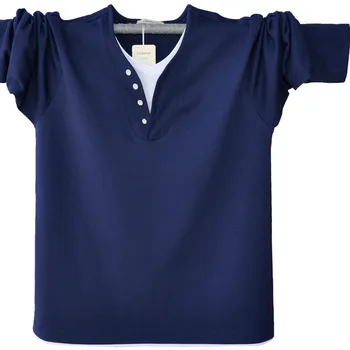 Primavara Toamna de Moda Mens Lungă Maneca Henley T-Shirt pentru Bărbați V-Neck Casual Bumbac Topuri Largi 4XL 5XL Plus Dimensiune Tricouri Homme A1309