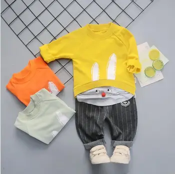 Primavara Toamna pentru Copii Baieti Girsls Îmbrăcăminte din Bumbac cu Maneca Lunga IEPURE Seturi de Haine pentru Copii Trening Copii T-Shirt, Pantaloni 2 Buc/Culoare