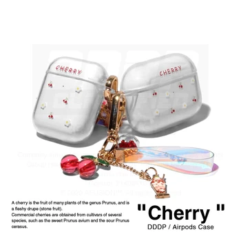 Protectie moale Clar TPU Caz Pentru Airpods 1/2 pro Cherry fite distractiv drăguț gadget cu breloc cu carabină cârlig accesorii