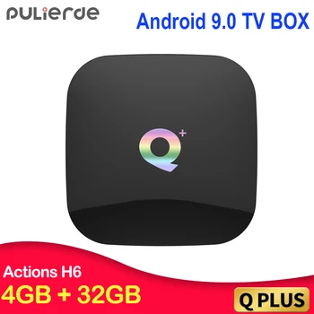PULIERDE Q Plus Android 9.0 TV BOX H6 Quad core, 4GB, 32GB H2.65 4K 2.4 GHz WIFI Set-top box Media Player Smart TV Box 4GB 64GB