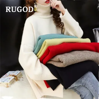Pulover casual lady pentru femei guler tricotate pulovere mai multe culori cu maneci lungi split pulover vrac blaturi pufoase jumper 2020