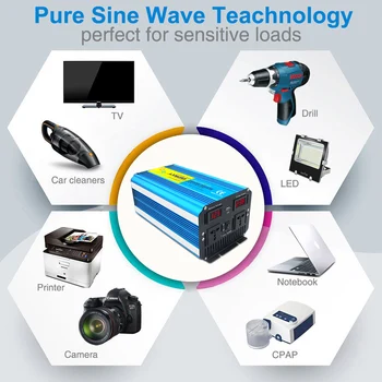 Pure Sine Wave Inverter 2500W/5000W 12V DC/24V AC 220V 50Hz/60Hz CONDUS de tensiune digital, display Control de la Distanță invertor de putere