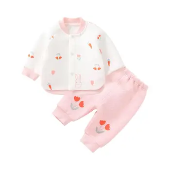 Pureborn Copil Nou-născut Îmbrăcăminte Set 2 Buc Gros Matlasat Bumbac Căptușite Copilul de Top și Pantaloni Imprimate de Iarnă Haine pentru Copii Costum de Pijama