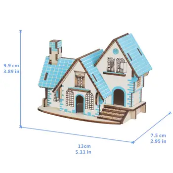 Puterea Albastru Casa DIY 3D Puzzle din Lemn Woodcraft Kit de Asamblare Tăiere Lemn Jucarii Pentru Cadou de Crăciun 3107