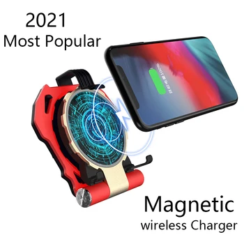 QI Magnetice Încărcător Wireless Pentru Magsafe iPhone Samsung Nou Omul de Fier Rotund de Încărcare Pliere Suport de Telefon Mobil Metal Masina Sta