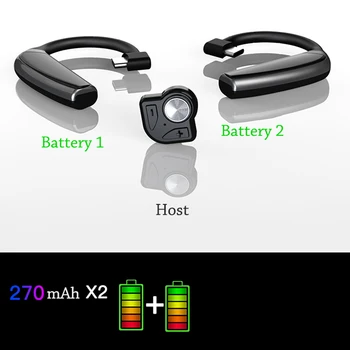 QS1 Bluetooth5.0 cască Două baterie Cască Bluetooth Cârlig set cu Cască fără Fir Handfree 270mAh cu Microfon baterie de rezervă