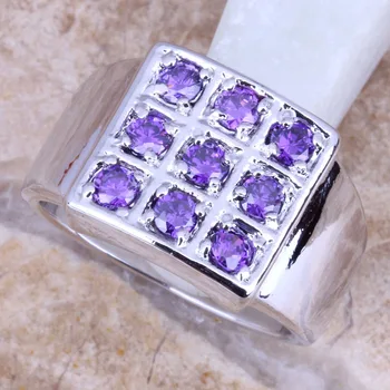 Rafinat Violet Cubic Zirconia Placat cu Argint Femei Dimensiunea Inel 6 / 7 / 8 / 9 R0909