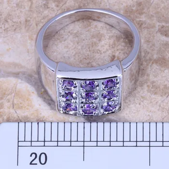 Rafinat Violet Cubic Zirconia Placat cu Argint Femei Dimensiunea Inel 6 / 7 / 8 / 9 R0909