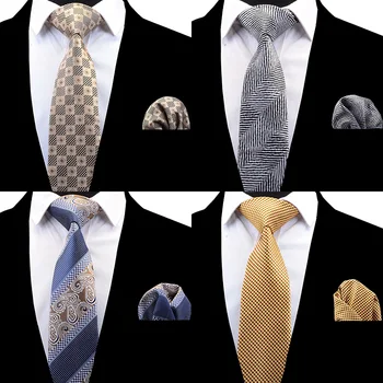 RBOCOTT Carouri Cravată Set Pentru Barbati Moda Cravata, Batista Bărbați Clasic cu Dungi Gât Cravată 8cm Rosu Albastru Maro Pentru Nunta