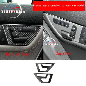 Real Fibra De Carbon Auto Interior Usa Seat Reglați Butonul Cadru Tapiterie Scaun De Memorie Buton Cadru Pentru Mercedes-Benz C Class W204 08-14