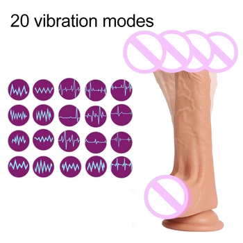 Realistic Dildo Vibrator Adult Jucării Sexuale pentru Femei cu 20 de Moduri de Vibrație pentru punctul G Clitoridian Anal Vaginal Stimularea Vibratoare