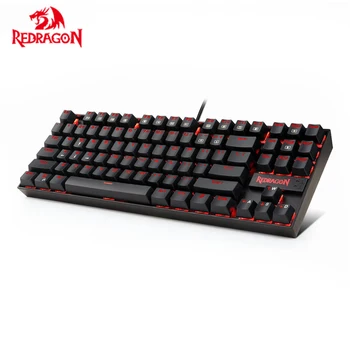 Redragon K552 KUMARA Tastatură Mecanică de Gaming Red LED cu iluminare din spate Albastru Switch-uri Ergonomice 87 de Taste Tastatura cu Fir USB pentru PC Gamer