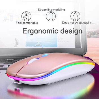 Reîncărcabilă Mouse-ul fără Fir Tăcut RGB LED Backlight Soareci USB Optic Ergonomic Mouse de Gaming PC Mause Pentru Laptop