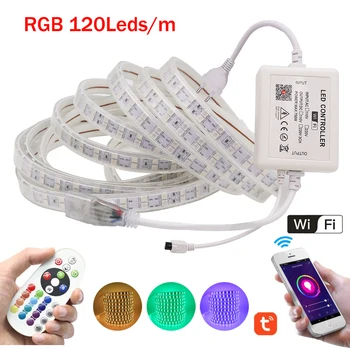 RGB LED Strip Lumina Wifi Flexibile Banda LED+24Key la Distanță 5050 60leds 120Leds cu LED-uri Impermeabil Ribbon Stripe 110V NE 220V UE UA marea BRITANIE