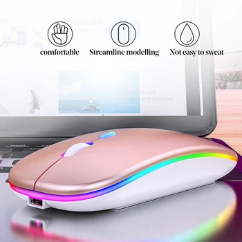 RGB Mouse-ul fără Fir Mouse de Calculator Silent Ergonomic Reîncărcabilă Șoareci cu LED-uri Optice cu iluminare din spate mouse-uri USB pentru PC, Laptop
