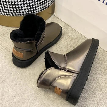 Rimocy Negru Cizme de Zapada pentru Femei 2020 Noi de Iarna de Cald Îngroșa Pluș Scurt Blana Solid Pantofi Platforma Femeie Non-alunecare de Glezna Cizme