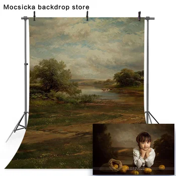 Riverside peisaj fundal pentru fotografia de epocă pictură în ulei de fundal pentru studio foto agricole nou-născut portret, sedinta foto