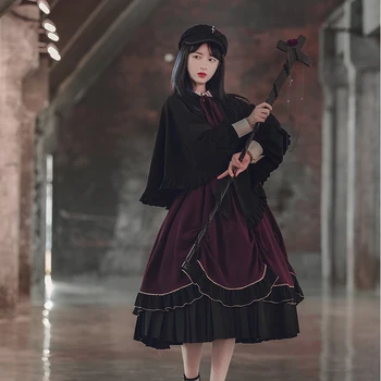 Rochie victoriană Femei Costum elegant de Epocă Peter pan Guler Lolita Rochie fata cool stil de colegiu Cosplay Loli Cos