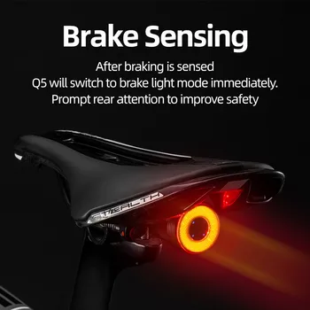 ROCKBROS Inteligent de Frânare Automată de Detectare Biciclete Lumina din Spate IPx6 Impermeabil LED Biciclete Lumina de Încărcare USB Stop Accesorii pentru Biciclete Q5