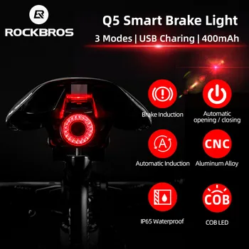 ROCKBROS Inteligent de Frânare Automată de Detectare Biciclete Lumina din Spate IPx6 Impermeabil LED Biciclete Lumina de Încărcare USB Stop Accesorii pentru Biciclete Q5