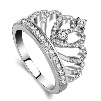 Romantic Argint 925 Inima Coroana Inele de Nunta pentru Femei cu Clar 5A CZ Cristal Sterling-Silver-Bijuterii Anel