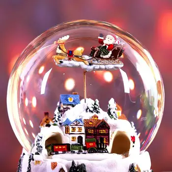 Rotativ Luminos Cutii Muzicale Glob De Cristal Rășină Cutie Muzicala Cu Lumina Moș Crăciun Cadou De Crăciun Pentru Prietenul Decor Acasă