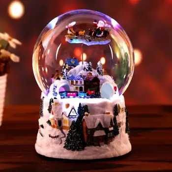 Rotativ Luminos Cutii Muzicale Glob De Cristal Rășină Cutie Muzicala Cu Lumina Moș Crăciun Cadou De Crăciun Pentru Prietenul Decor Acasă
