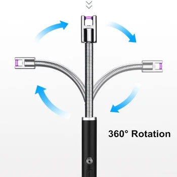 Rotație de 360 USB Reîncărcabilă Brichete Timp Bucatarie Electronic Brichete Windproof cu Plasmă pentru GRĂTAR de Bucătărie Bricheta Fum
