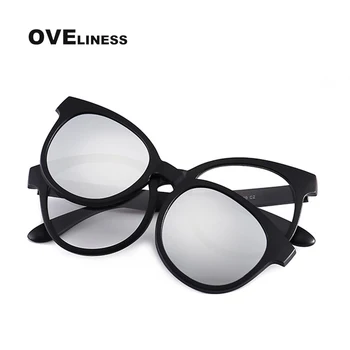 Rotund rama de ochelari Polarizati Clip pe bază de Prescripție medicală miopie ochelari de vedere barbati femei magnet ochelari de soare magnetic ochelari de soare ochelari